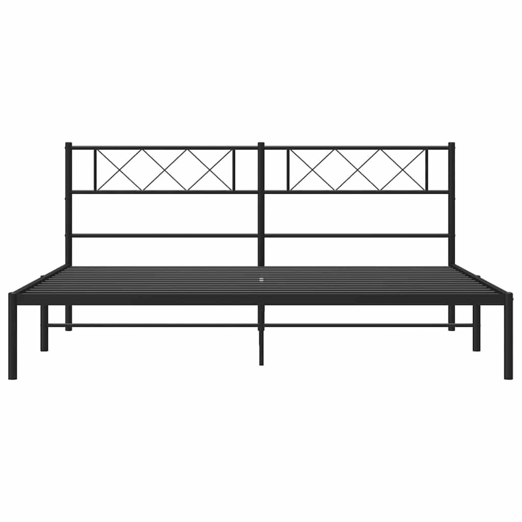 Metalni okvir za krevet s uzglavljem crni 183x213 cm