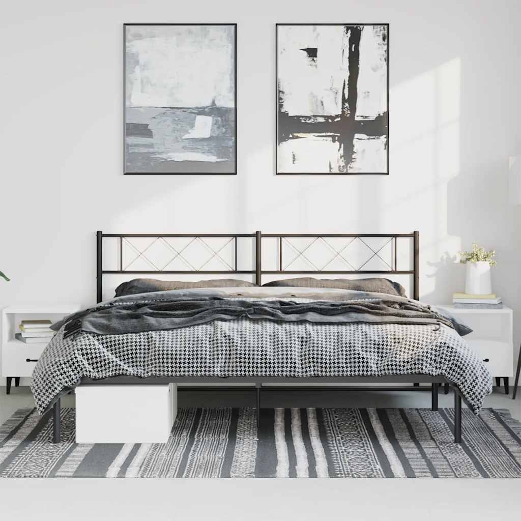 Metalni okvir za krevet s uzglavljem crni 193x203 cm