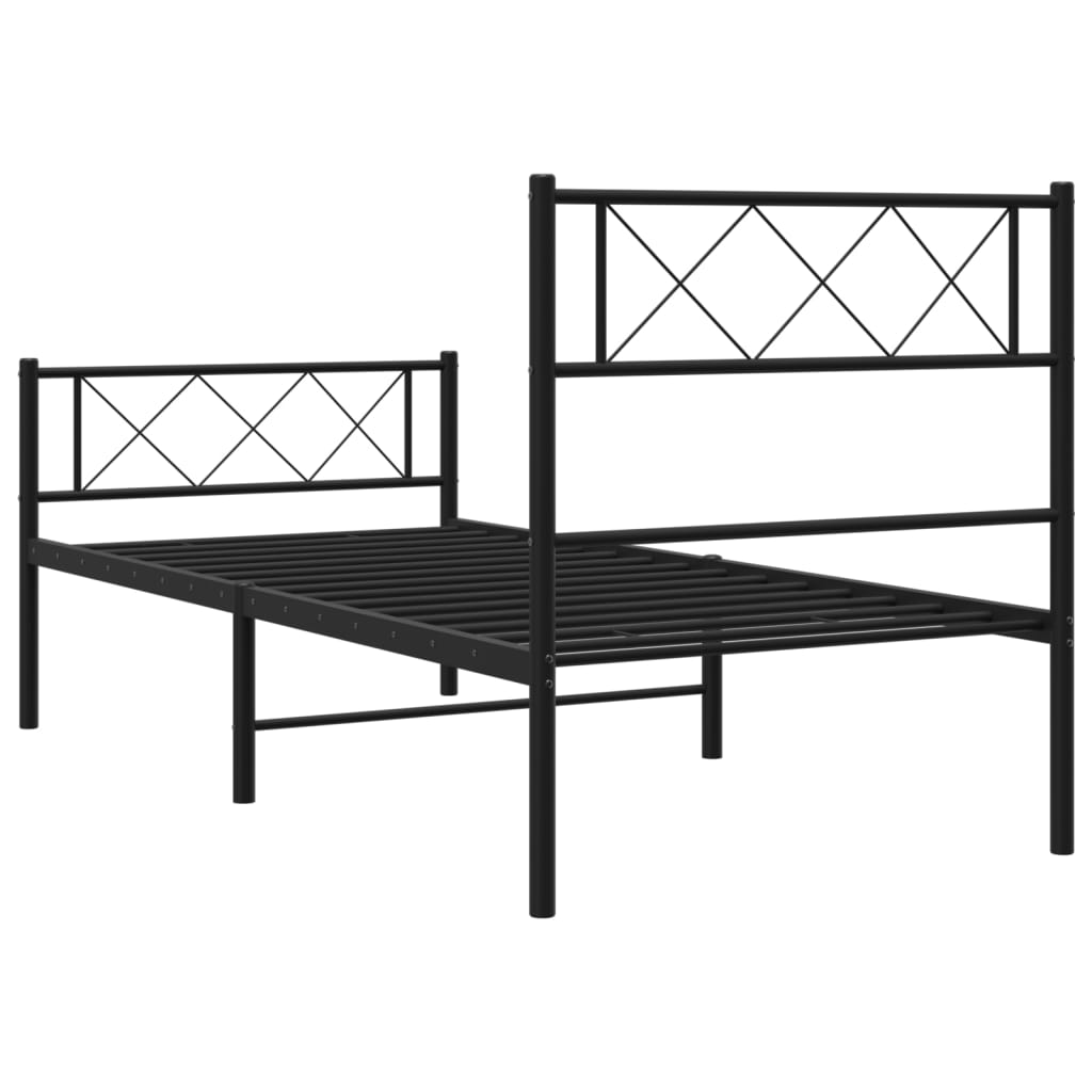 Metalni okvir kreveta uzglavlje i podnožje crni 75x190 cm
