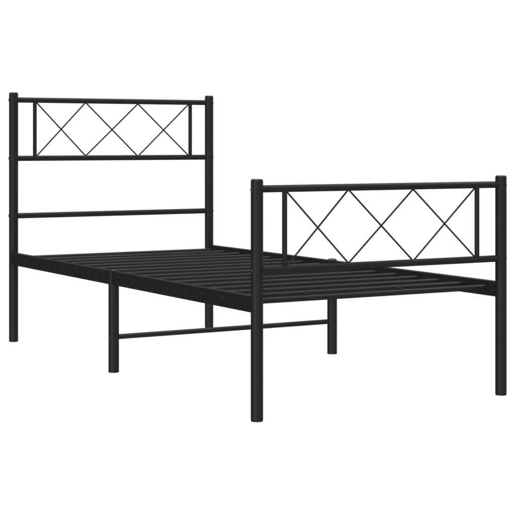 Metalni okvir kreveta uzglavlje i podnožje crni 90x190 cm