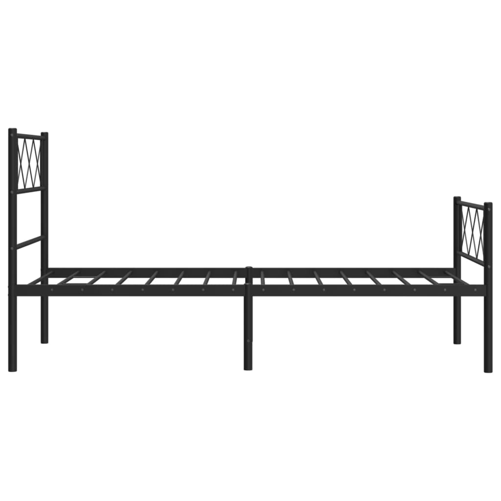 Metalni okvir kreveta uzglavlje i podnožje crni 90 x 200 cm