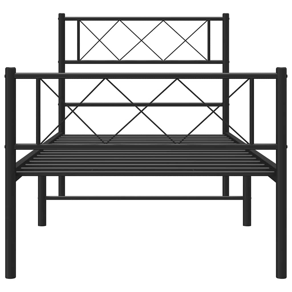 Metalni okvir kreveta uzglavlje i podnožje crni 100x200 cm