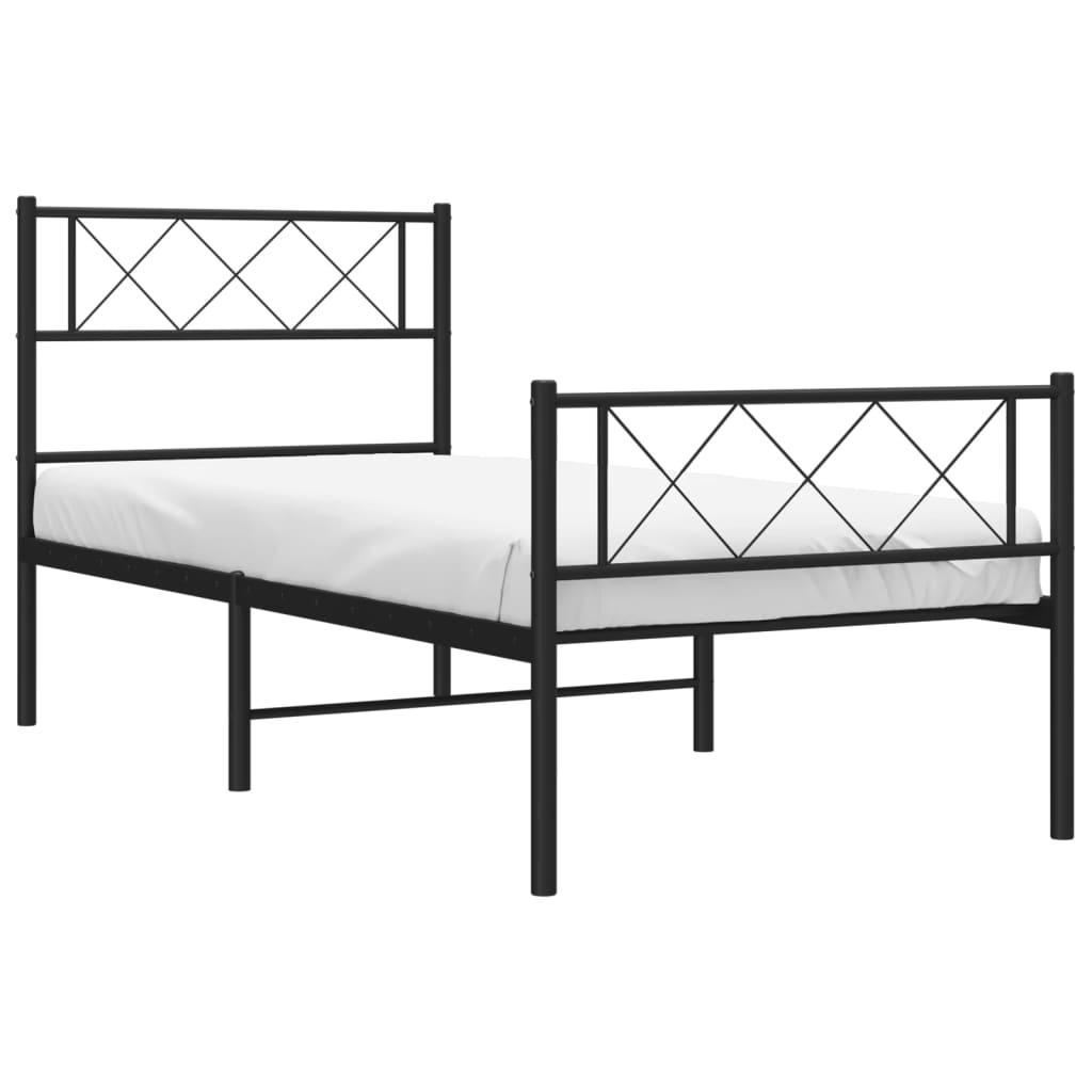 Metalni okvir kreveta uzglavlje i podnožje crni 107x203 cm