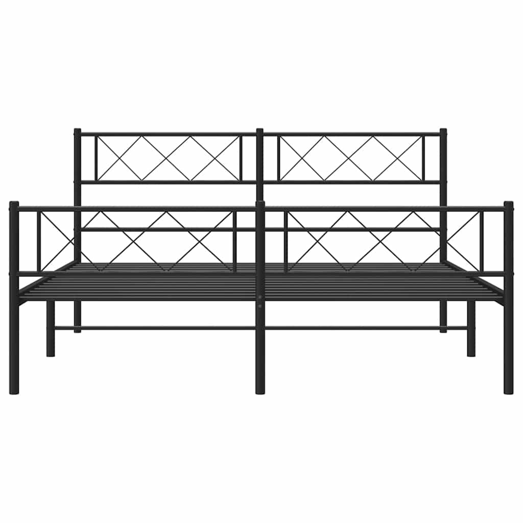 Metalni okvir kreveta uzglavlje i podnožje crni 120x200 cm