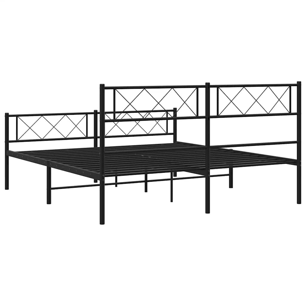 Metalni okvir kreveta uzglavlje i podnožje crni 120x200 cm