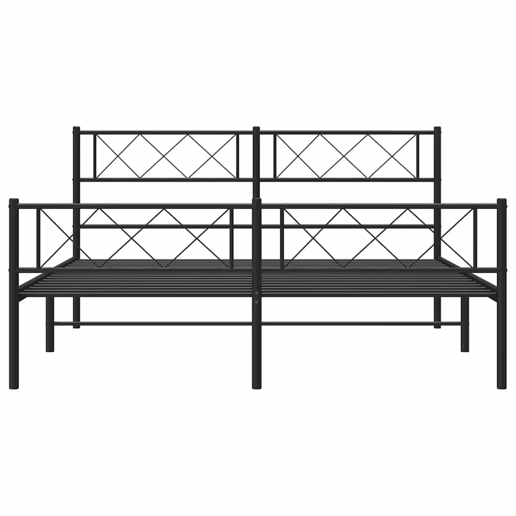 Metalni okvir kreveta uzglavlje i podnožje crni 135x190 cm