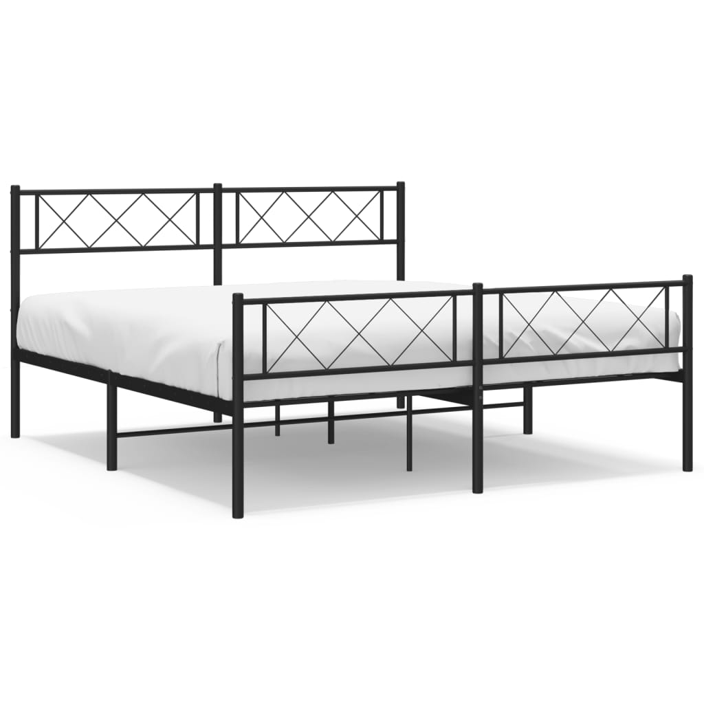 Metalni okvir kreveta uzglavlje i podnožje crni 140x190 cm