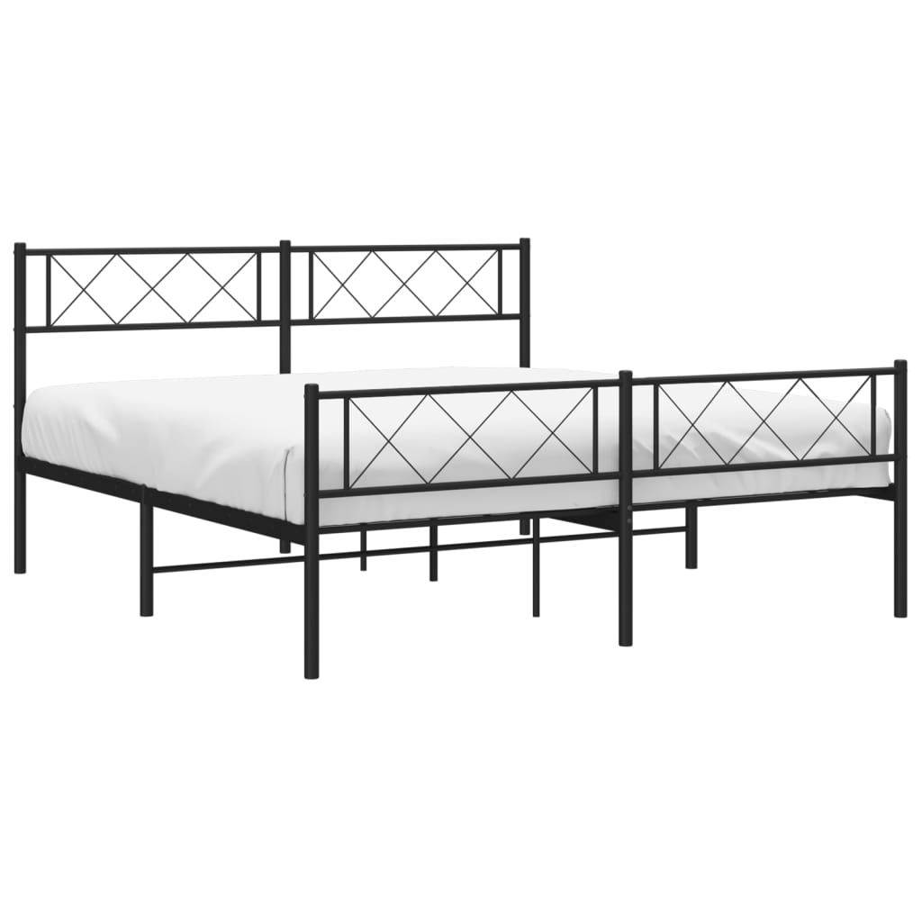 Metalni okvir kreveta uzglavlje i podnožje crni 140x190 cm