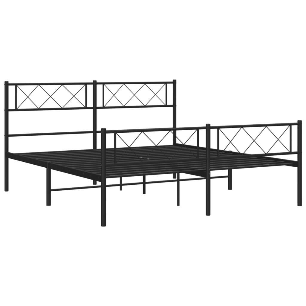 Metalni okvir kreveta uzglavlje i podnožje crni 140x200 cm