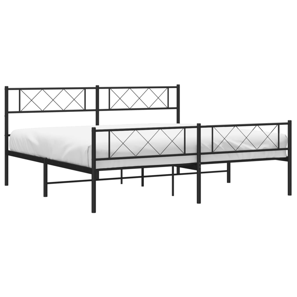 Metalni okvir krevet bez madraca s podnožjem crni 180x200 cm