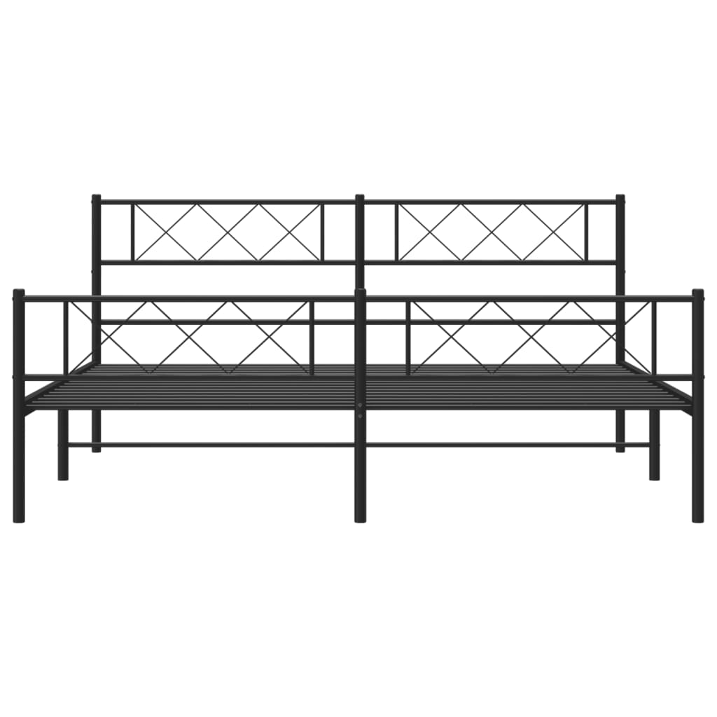 Metalni okvir krevet bez madraca s podnožjem crni 180x200 cm
