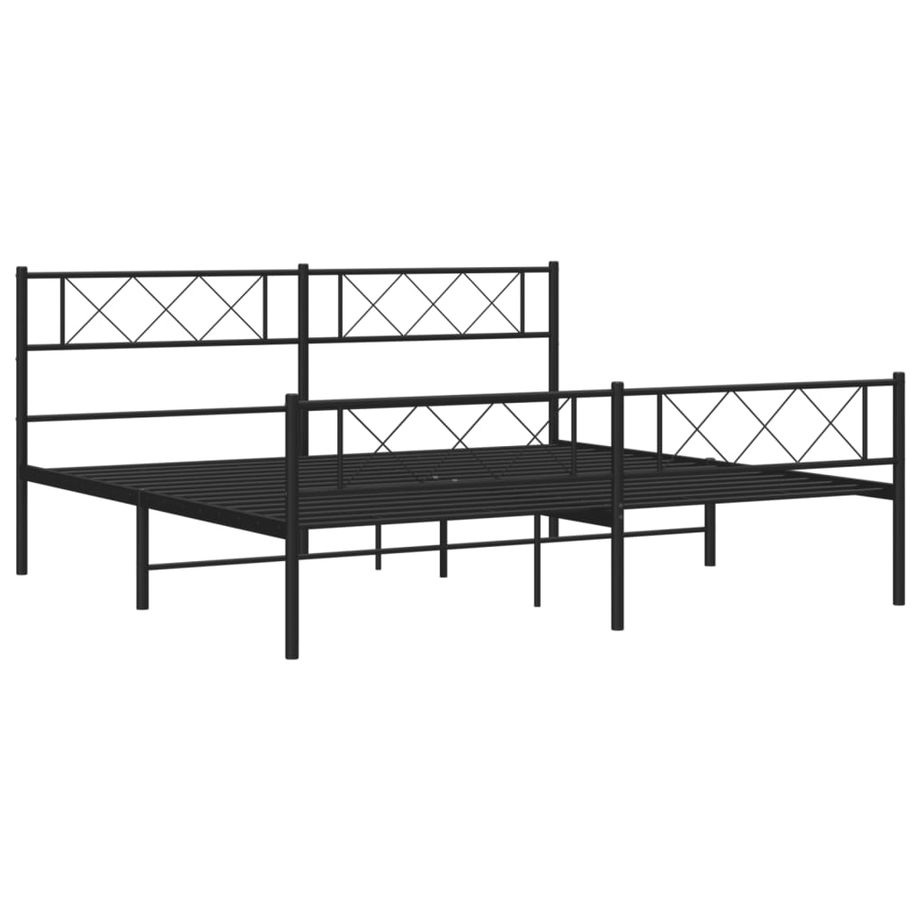 Metalni okvir krevet bez madraca s podnožjem crni 180x200 cm