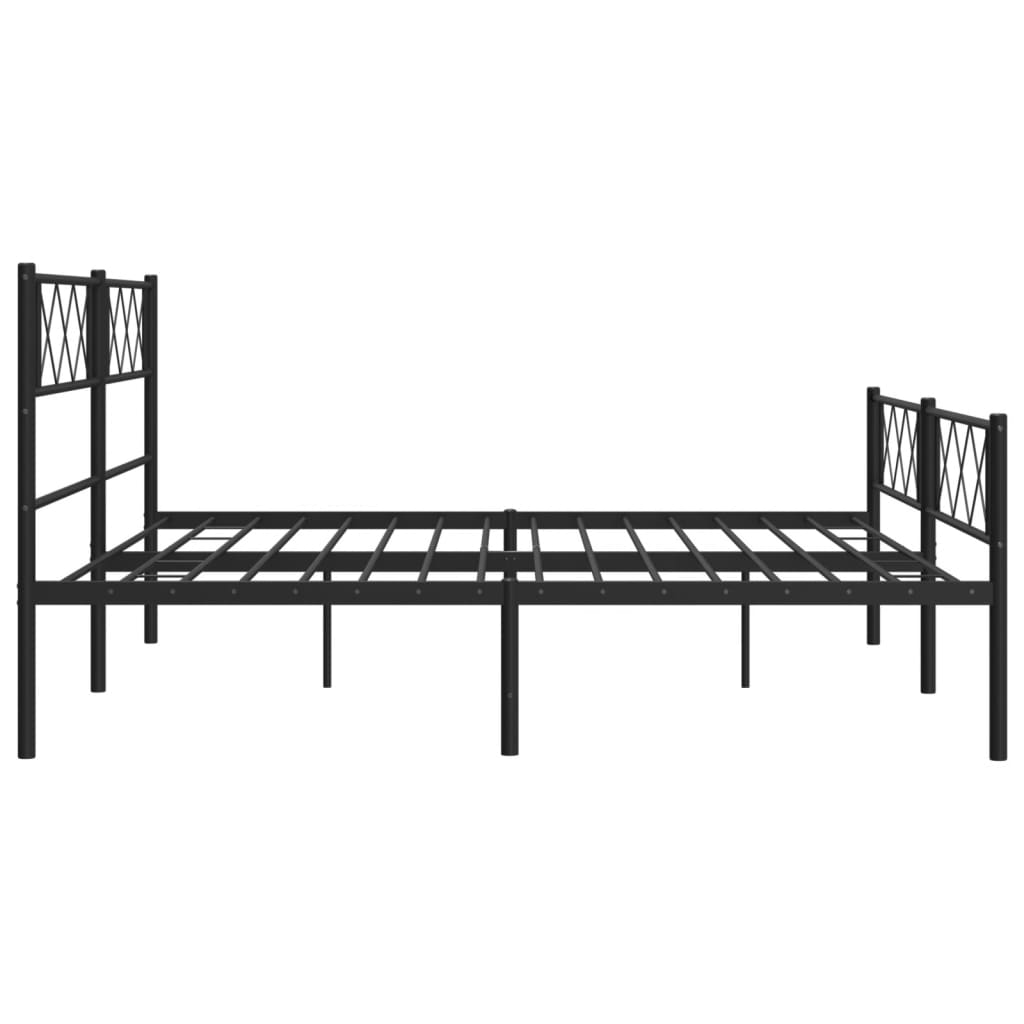 Metalni okvir krevet bez madraca s podnožjem crni 180x200 cm