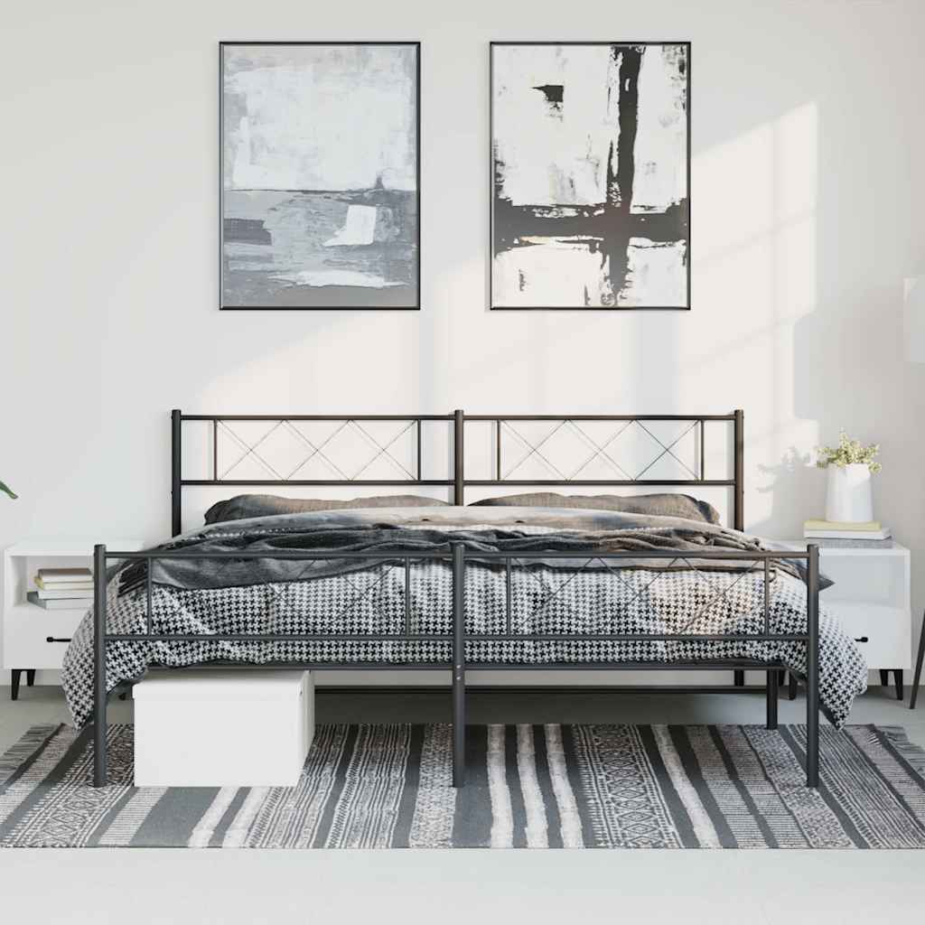 Metalni okvir kreveta uzglavlje i podnožje crni 193x203 cm