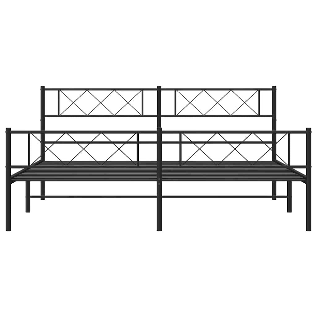 Metalni okvir kreveta uzglavlje i podnožje crni 193x203 cm