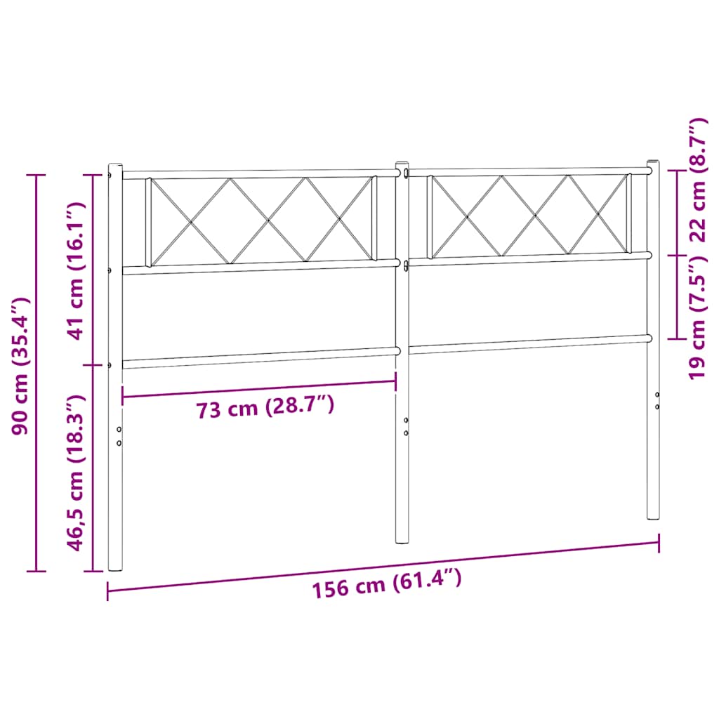 Metalno zamjensko uzglavlje crno 150 cm