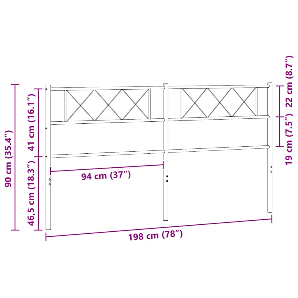 Metalno zamjensko uzglavlje crno 193 cm