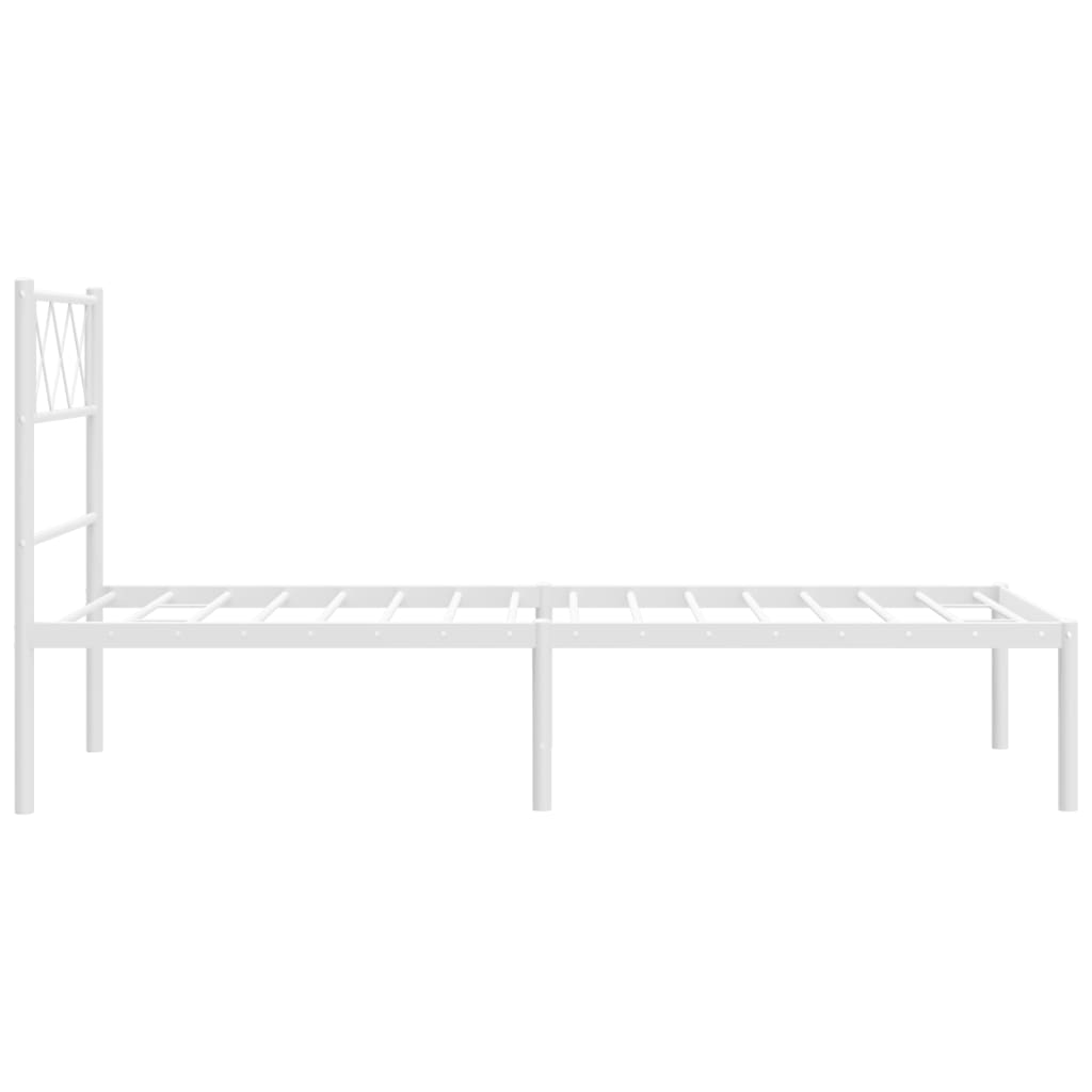 Metalni okvir za krevet s uzglavljem bijeli 90 x 190 cm