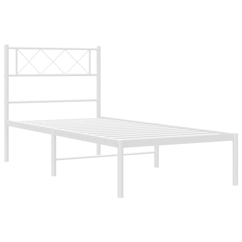 Metalni okvir za krevet s uzglavljem bijeli 90x200 cm