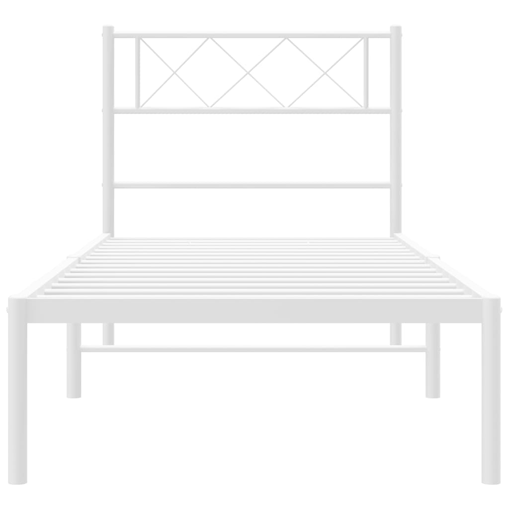 Metalni okvir za krevet s uzglavljem bijeli 90x200 cm