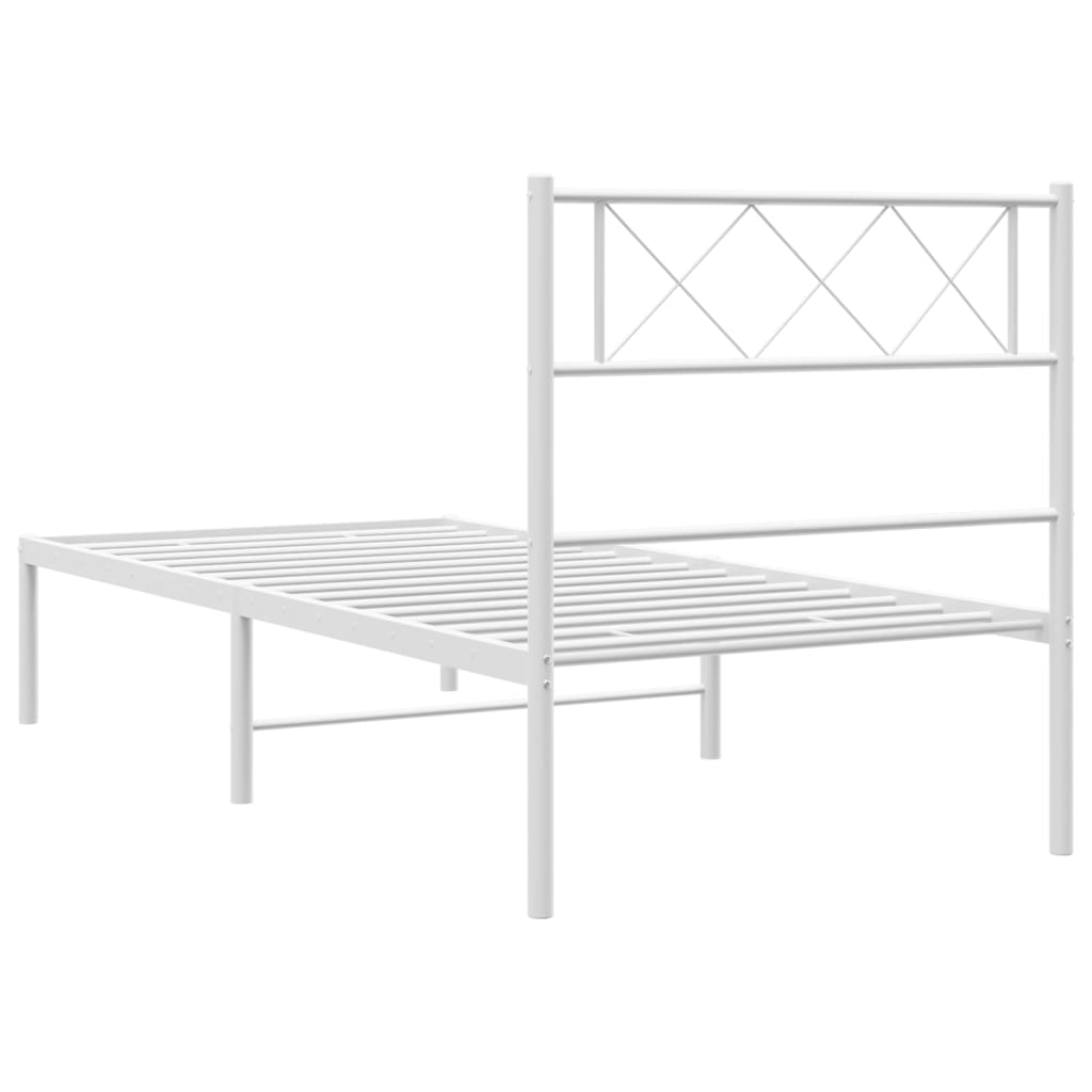 Metalni okvir za krevet s uzglavljem bijeli 90x200 cm