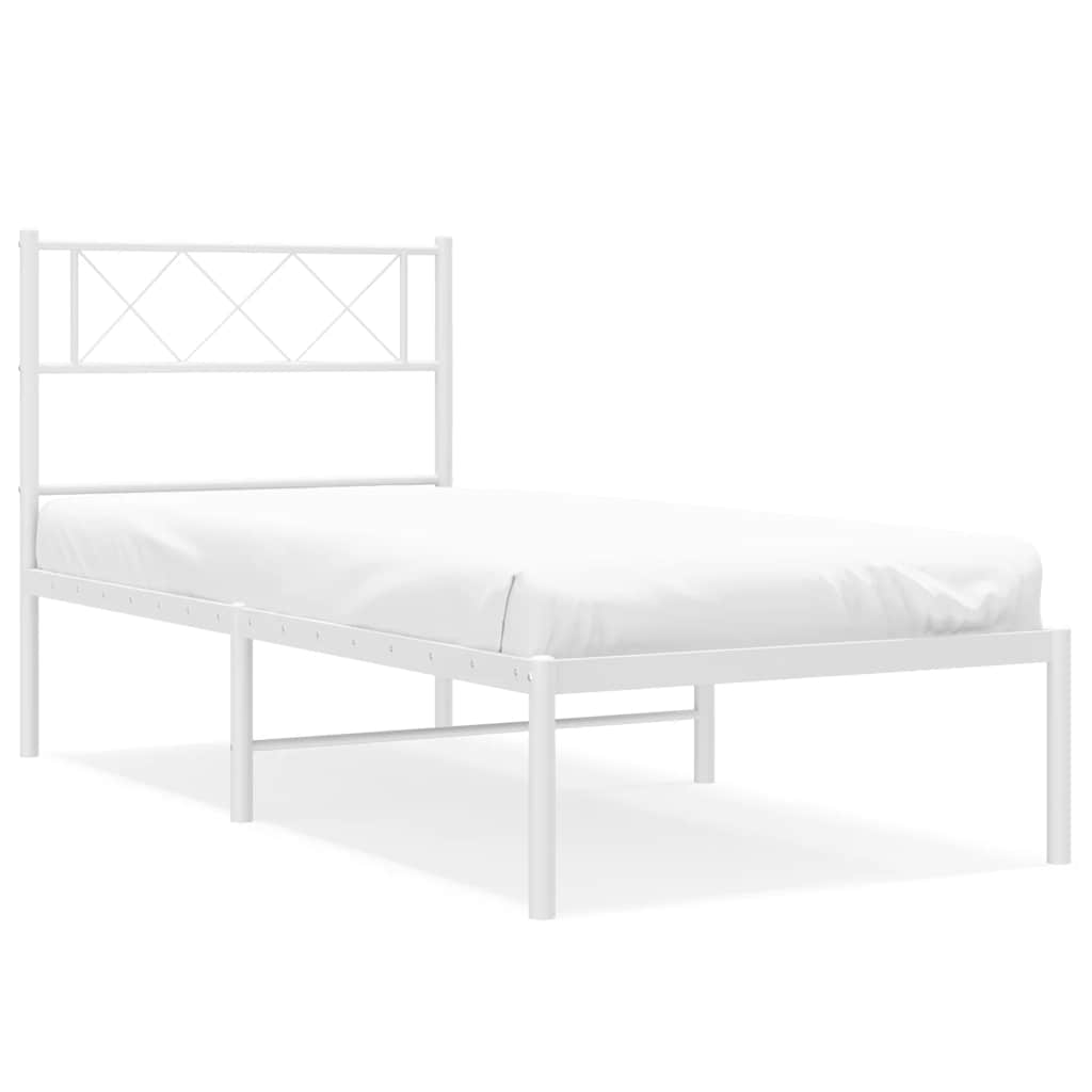 Metalni okvir za krevet s uzglavljem bijeli 100x190 cm