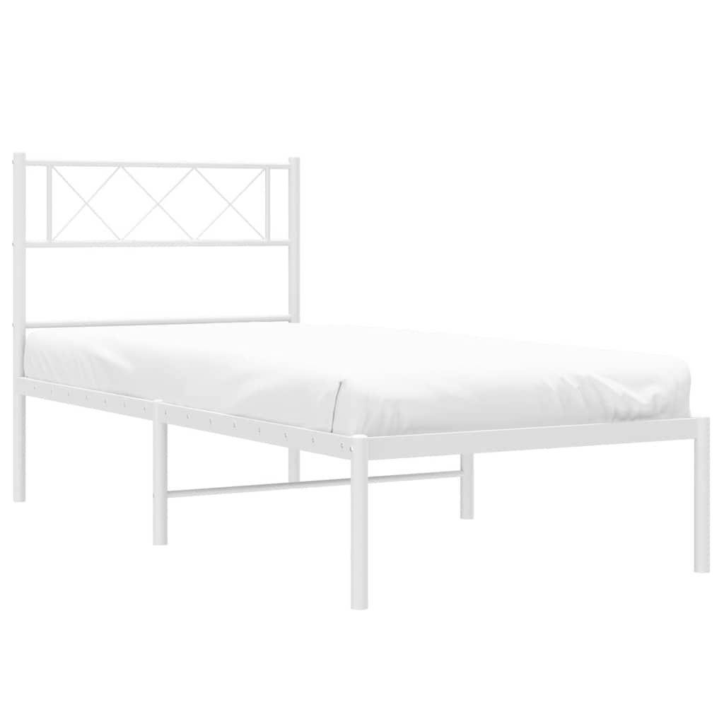 Metalni okvir za krevet s uzglavljem bijeli 100x190 cm