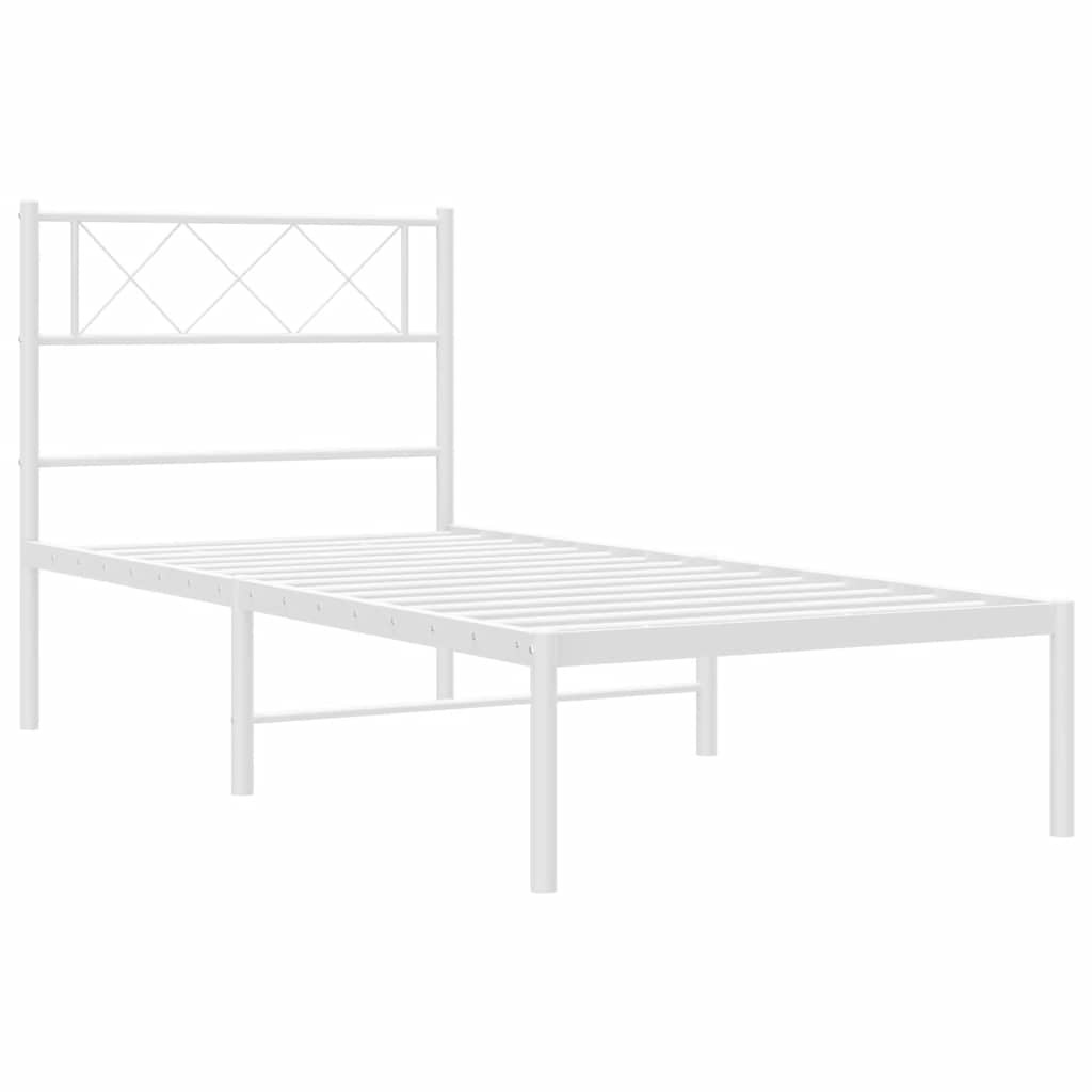 Metalni okvir za krevet s uzglavljem bijeli 100x200 cm