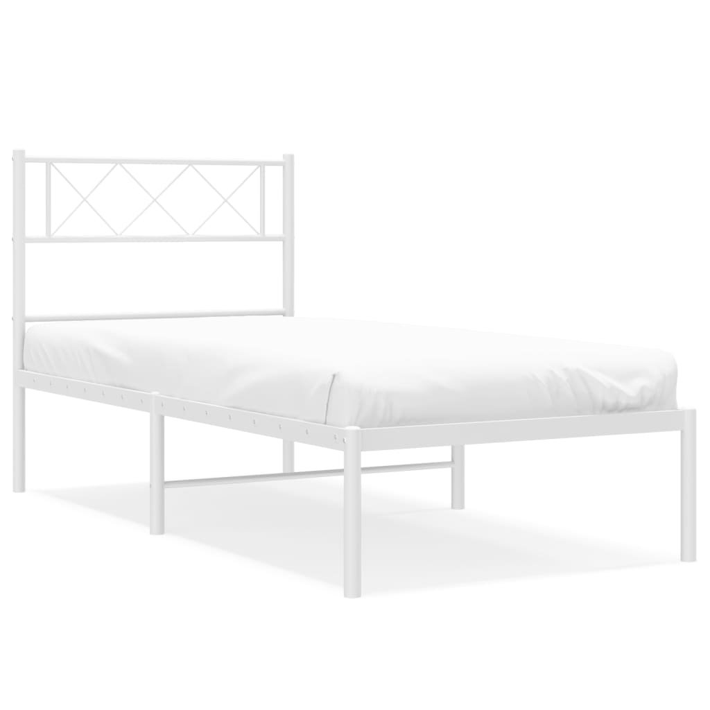 Metalni okvir za krevet s uzglavljem bijeli 107x203 cm