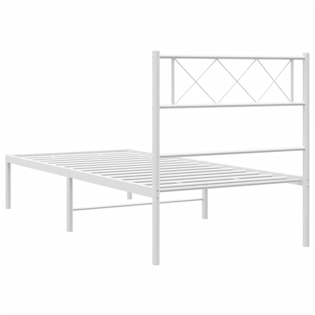 Metalni okvir za krevet s uzglavljem bijeli 107x203 cm