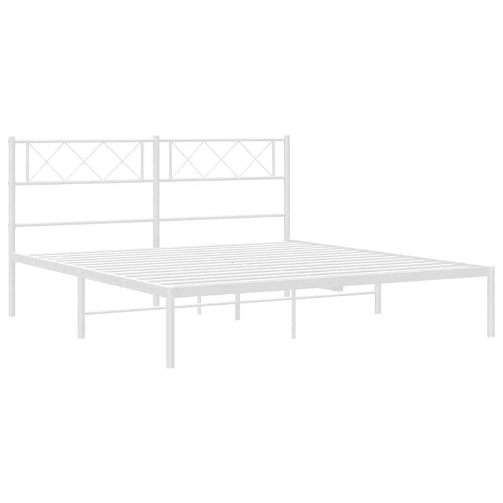 Metalni okvir za krevet s uzglavljem bijeli 135x190 cm
