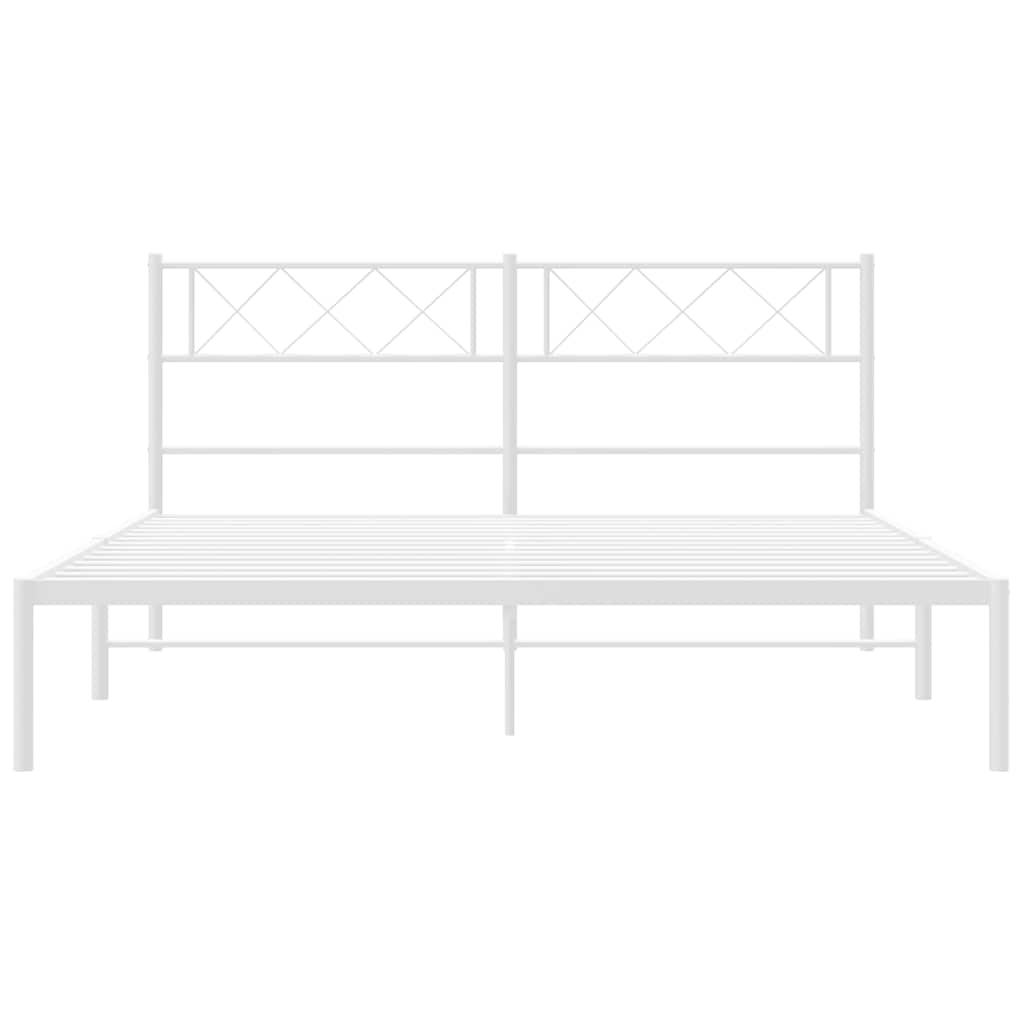 Metalni okvir za krevet s uzglavljem bijeli 135x190 cm