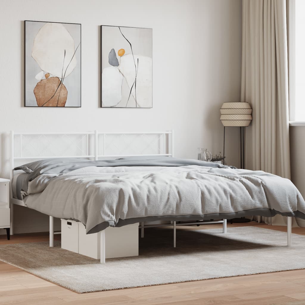 Metalni okvir za krevet s uzglavljem bijeli 140 x 200 cm