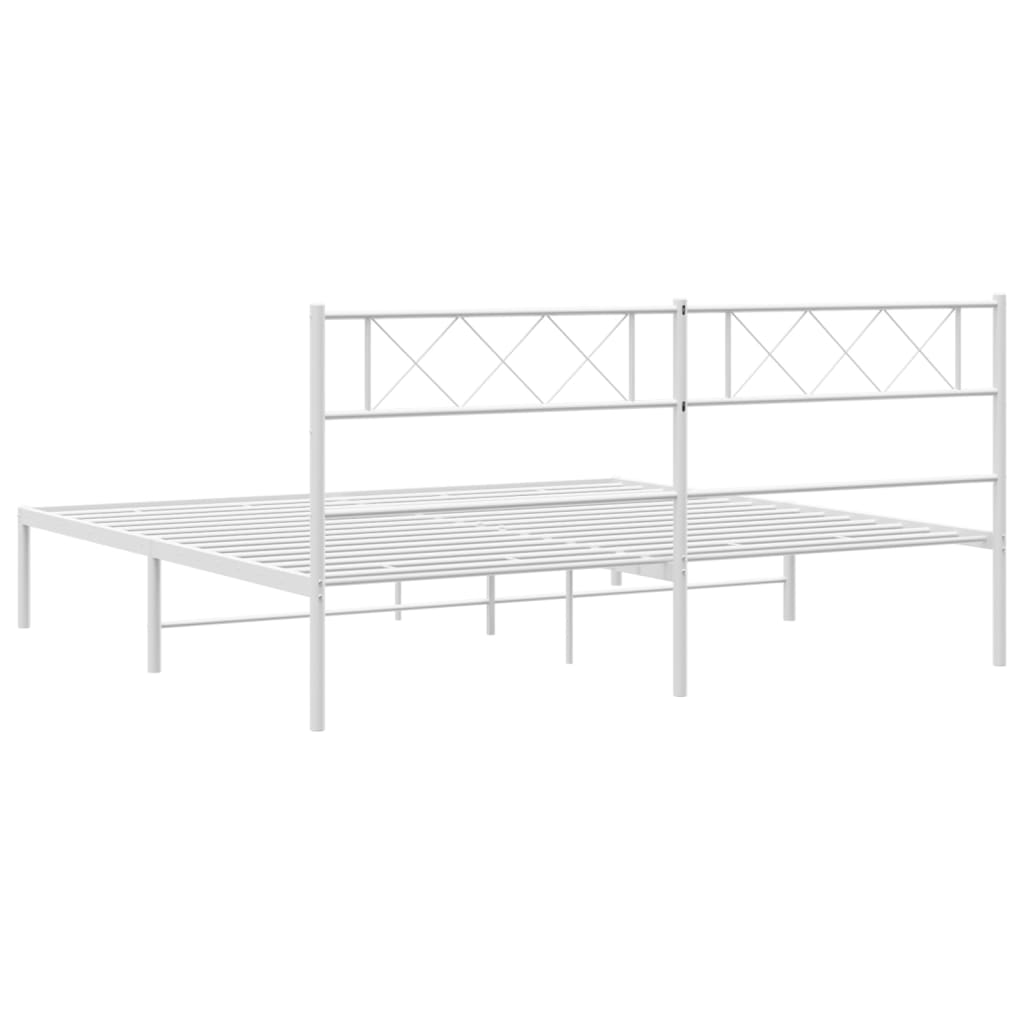 Metalni okvir za krevet s uzglavljem bijeli 160x200 cm