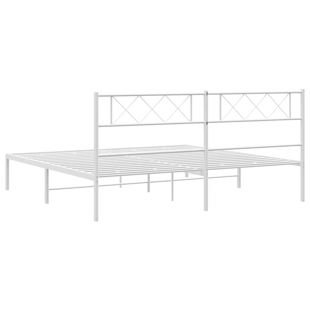 Metalni okvir za krevet s uzglavljem bijeli 183x213 cm
