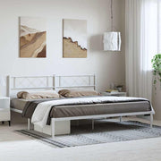 Metalni okvir za krevet s uzglavljem bijeli 193x203 cm