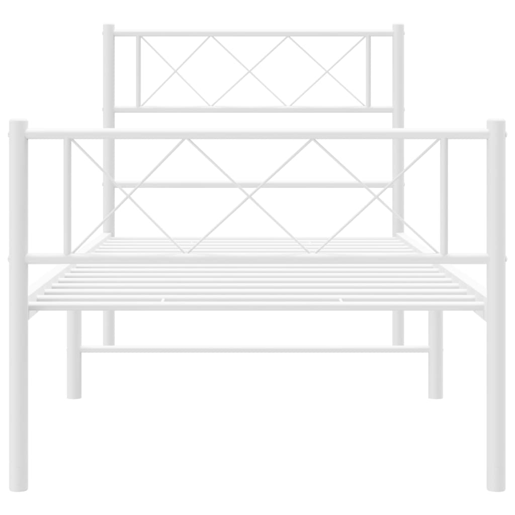 Metalni okvir kreveta uzglavlje i podnožje bijeli 80x200 cm