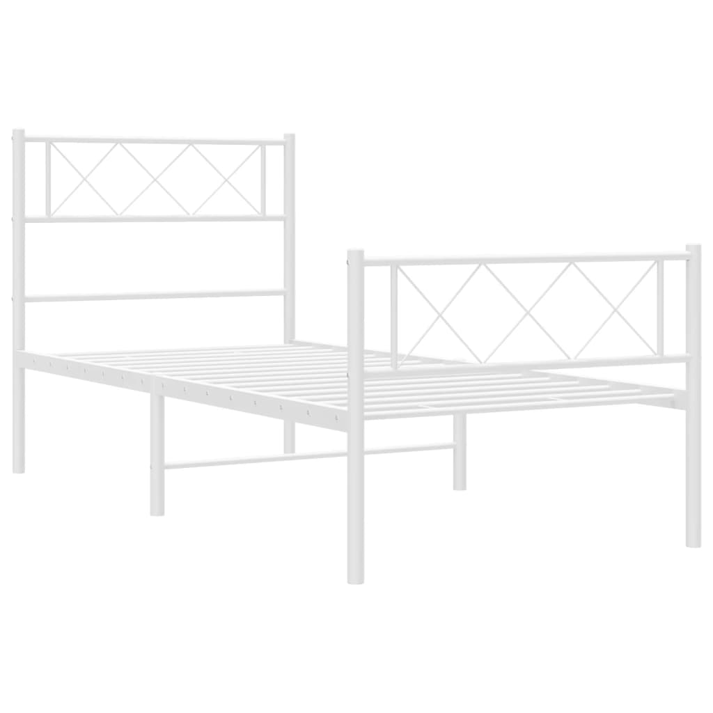 Metalni okvir kreveta uzglavlje i podnožje bijeli 80x200 cm