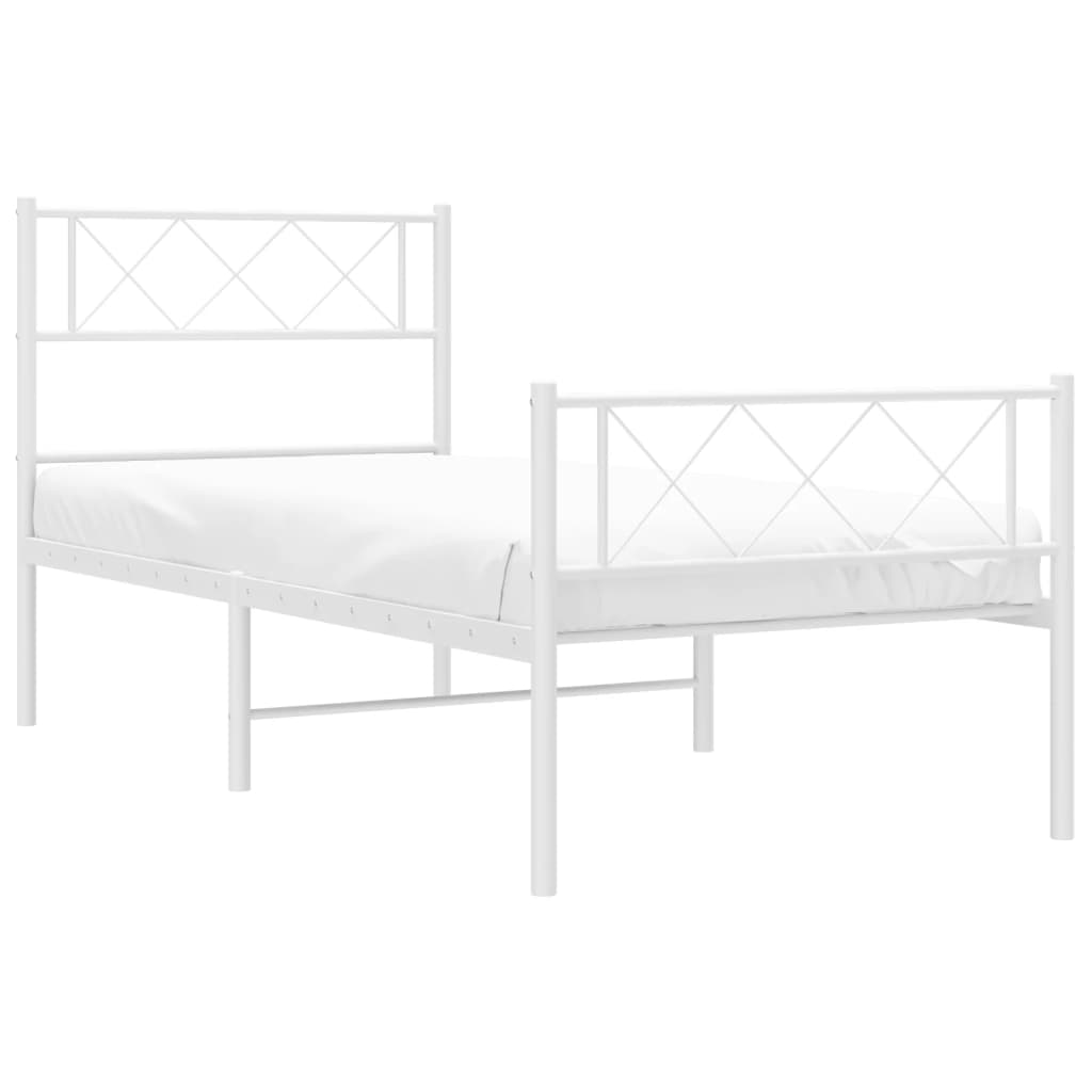 Metalni okvir kreveta uzglavlje i podnožje bijeli 90 x 200 cm