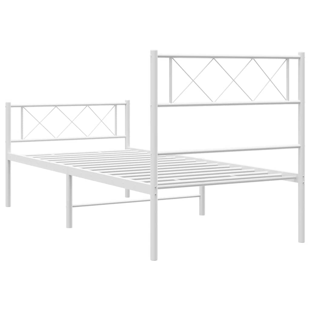Metalni okvir kreveta uzglavlje i podnožje bijeli 100x200 cm