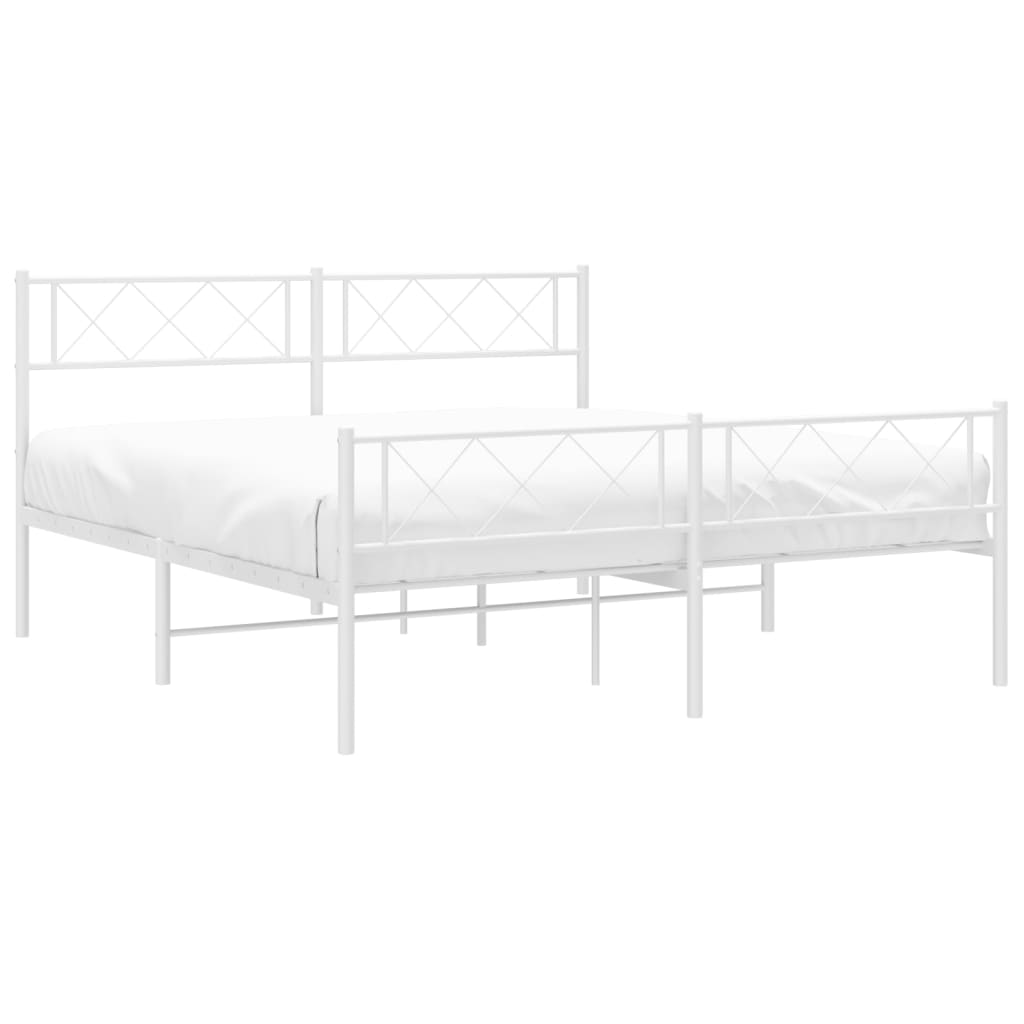 Metalni okvir kreveta uzglavlje i podnožje bijeli 140 x 190 cm