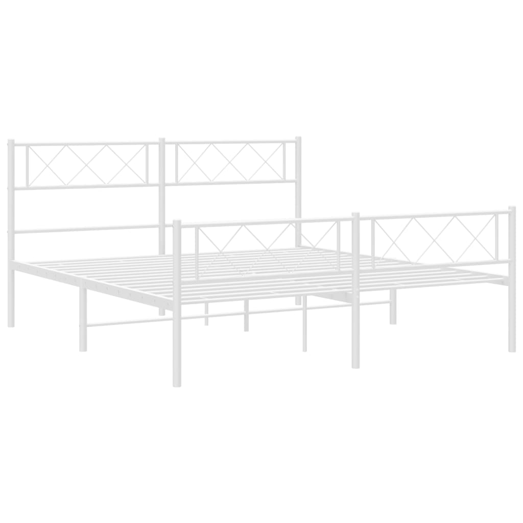 Metalni okvir kreveta uzglavlje i podnožje bijeli 140 x 190 cm