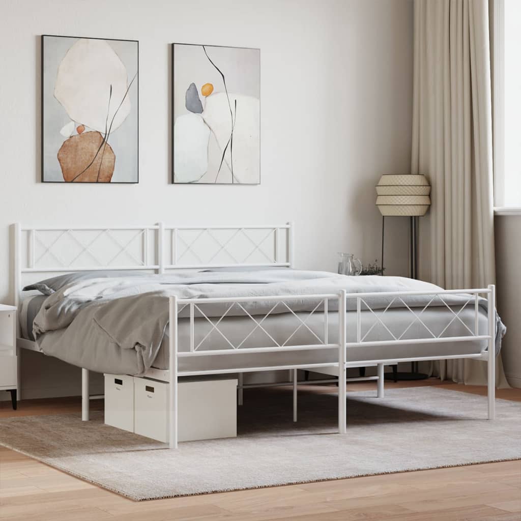 Metalni okvir kreveta uzglavlje i podnožje bijeli 140x200 cm