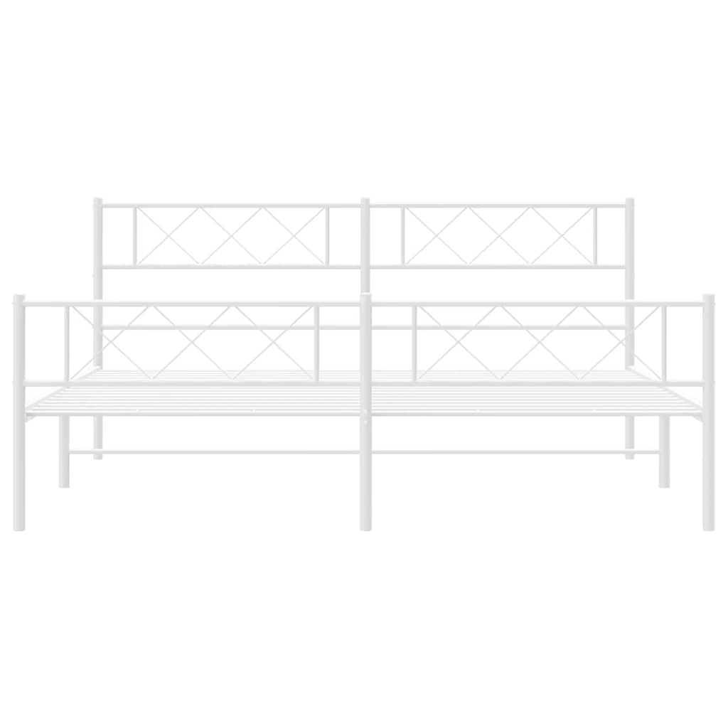 Metalni okvir kreveta uzglavlje i podnožje bijeli 183x213 cm