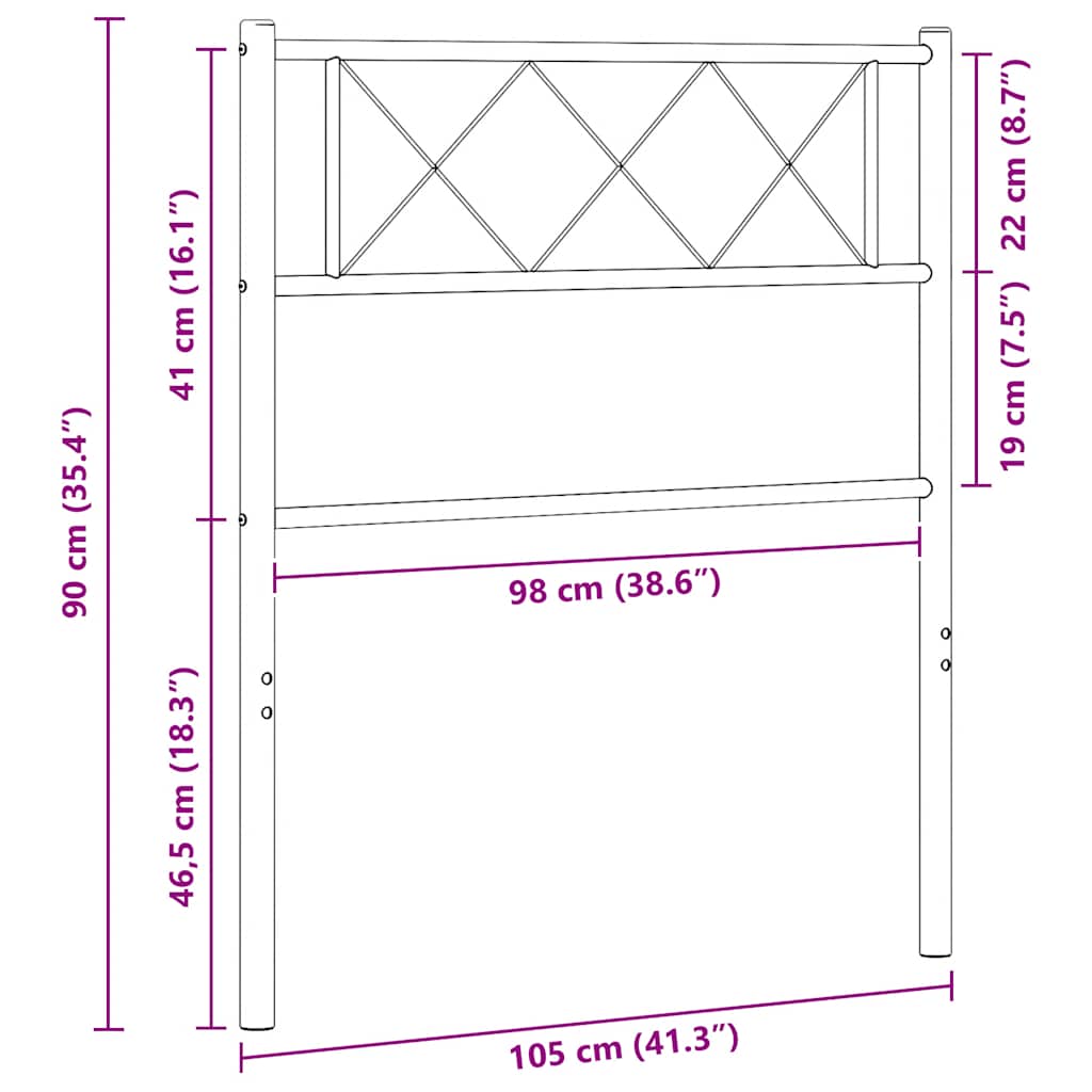 Metalno zamjensko uzglavlje bijelo 100 cm