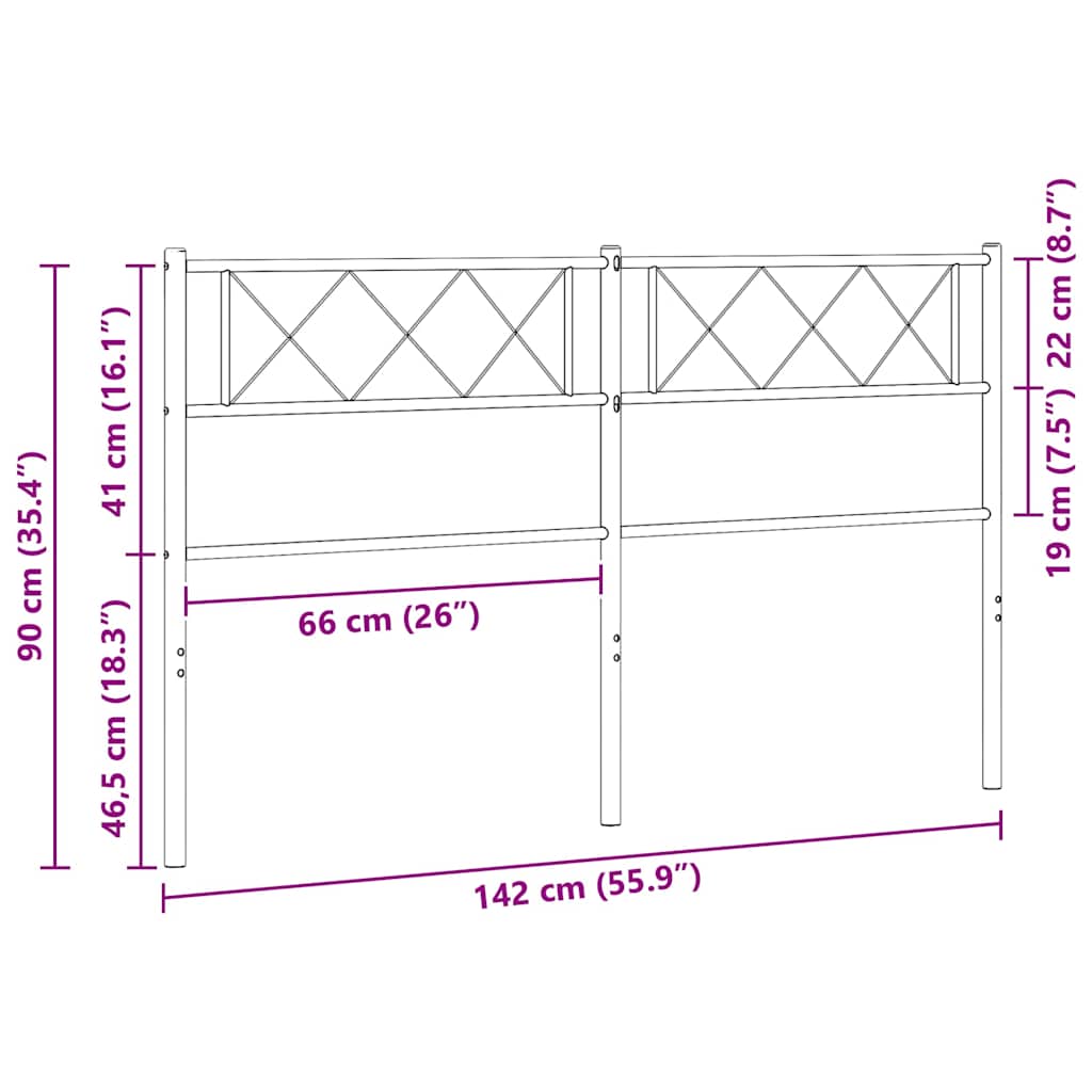 Metalno zamjensko uzglavlje bijelo 135 cm