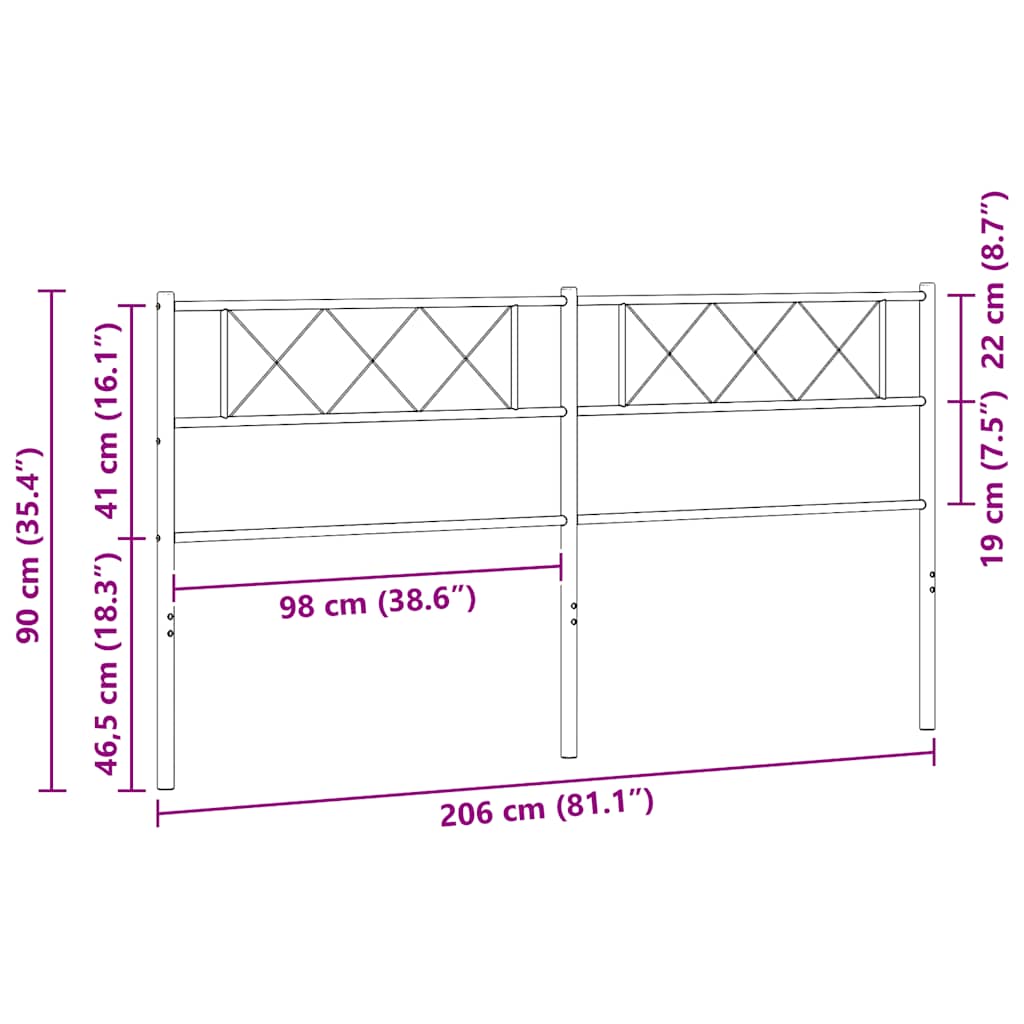 Metalno zamjensko uzglavlje bijelo 200 cm