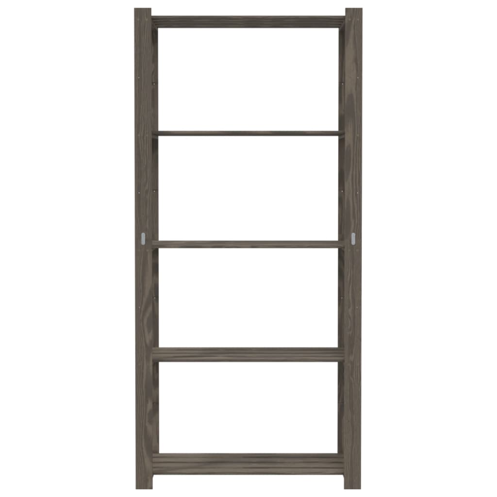 Stalak za pohranu 5 razina sivi 80x38x170 cm masivna borovina