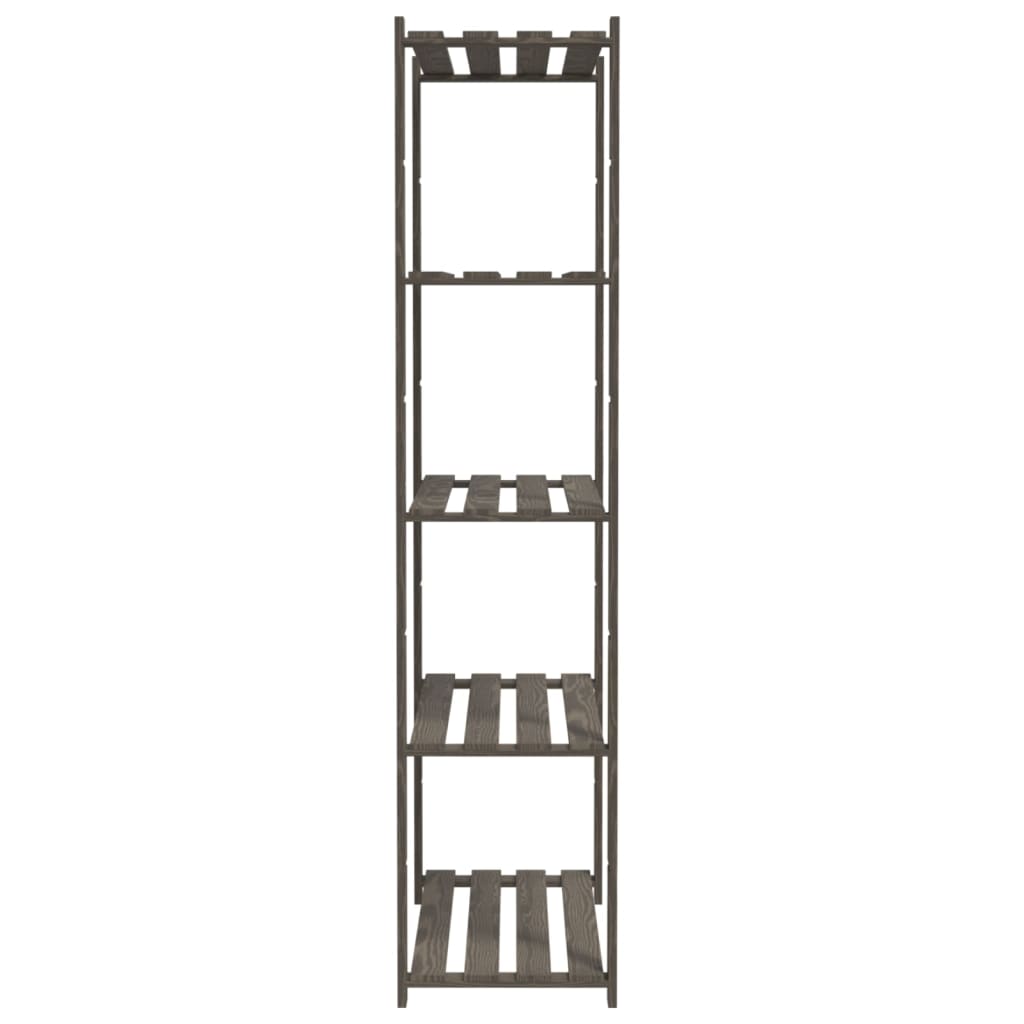 Stalak za pohranu 5 razina sivi 80x38x170 cm masivna borovina
