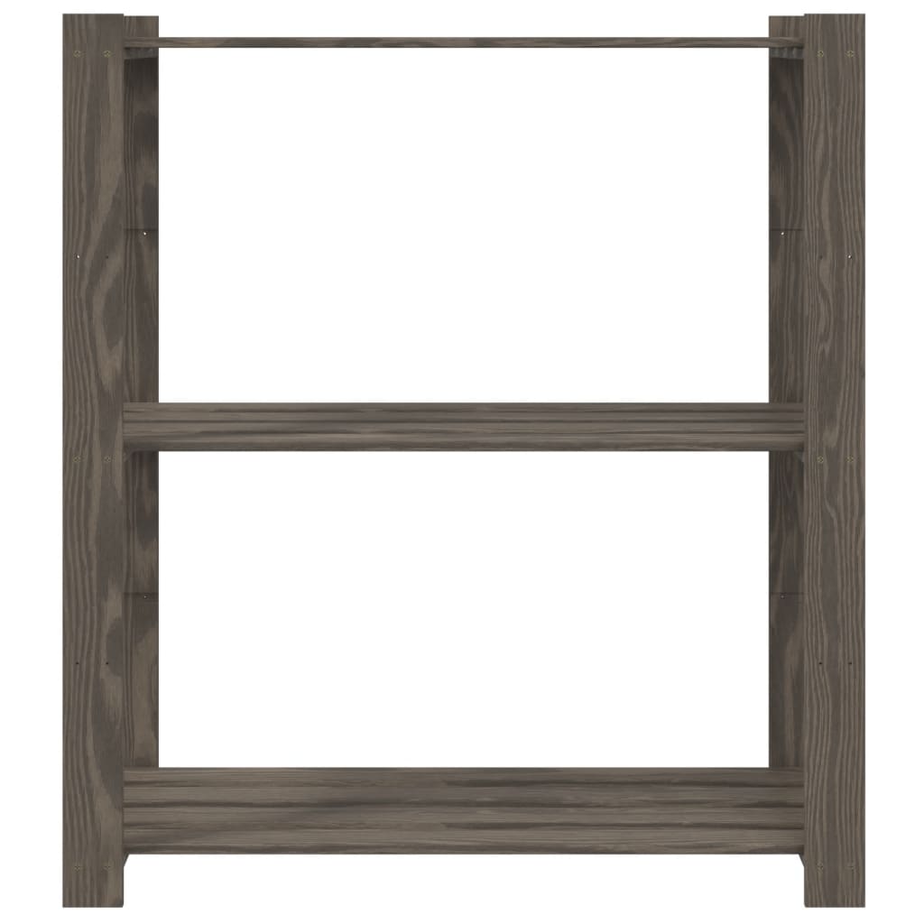 Stalak za pohranu 3 razina sivi 80x38x90 cm masivna borovina